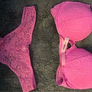 Victoria's Secret Pink Lace Bra Set